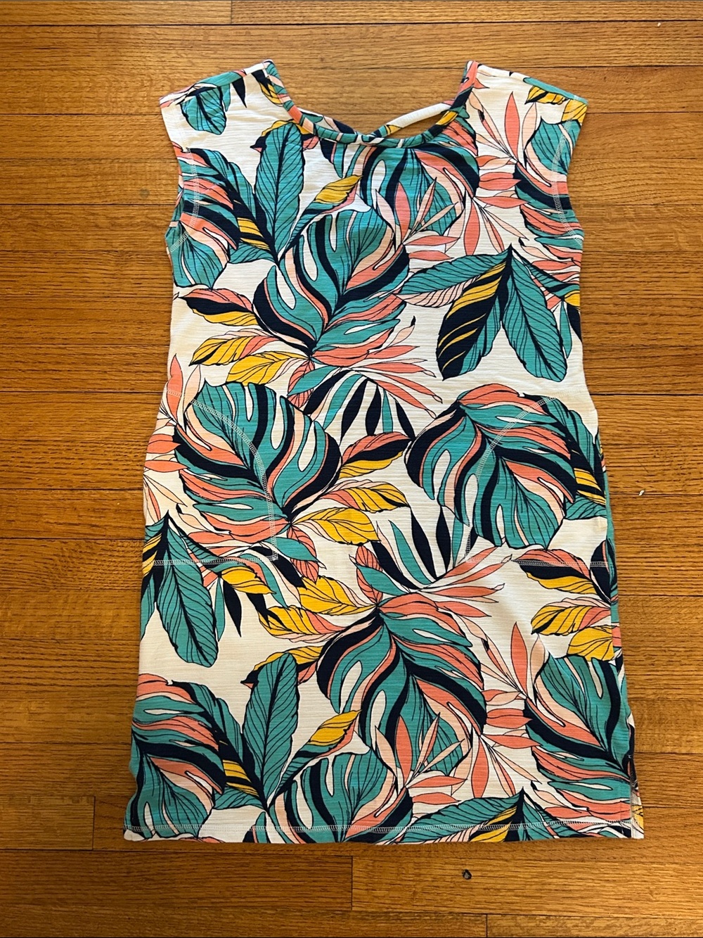 Talbots Tropical Leaf Dress - Teal, Coral & Yellow Size MP